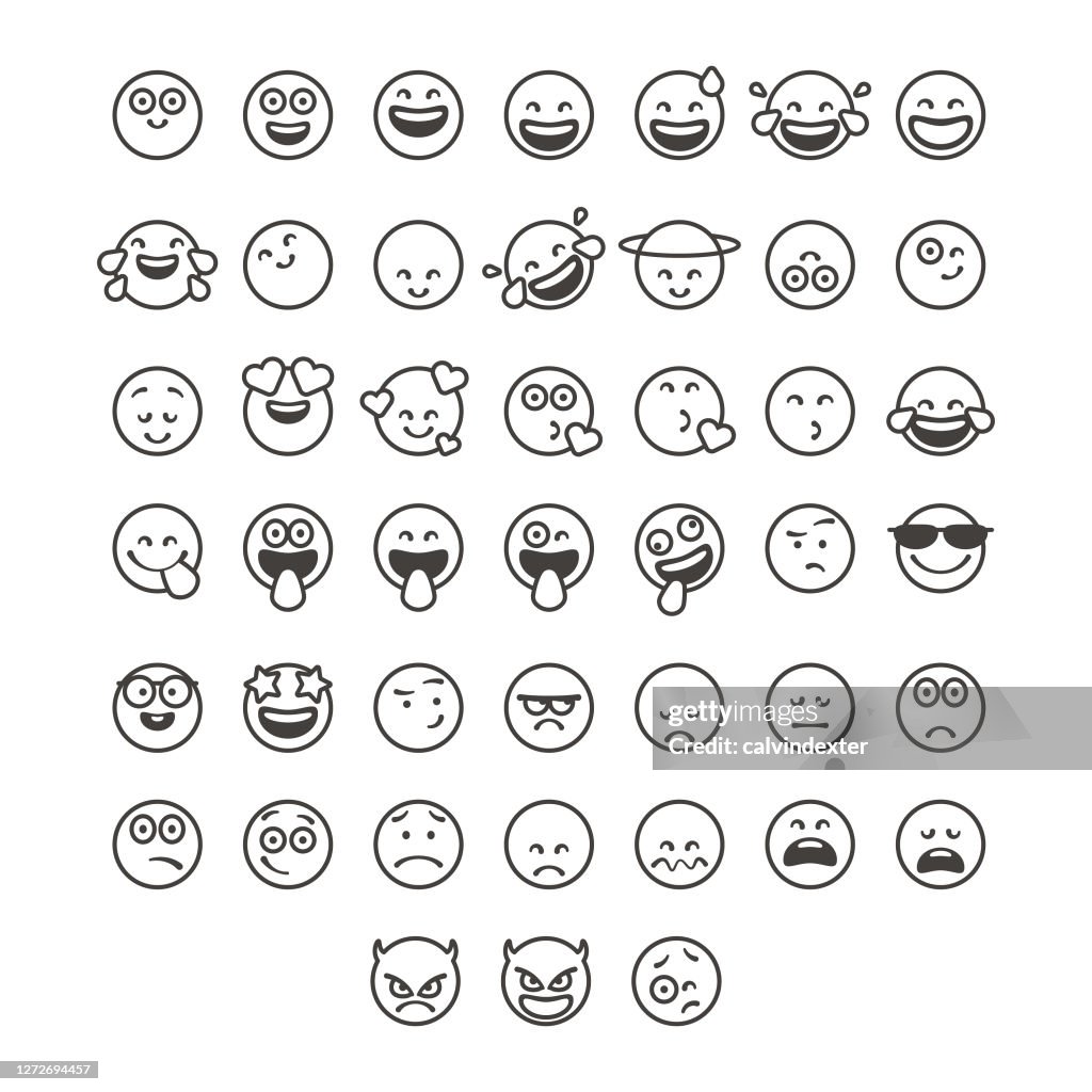 Emoticons collection line art style