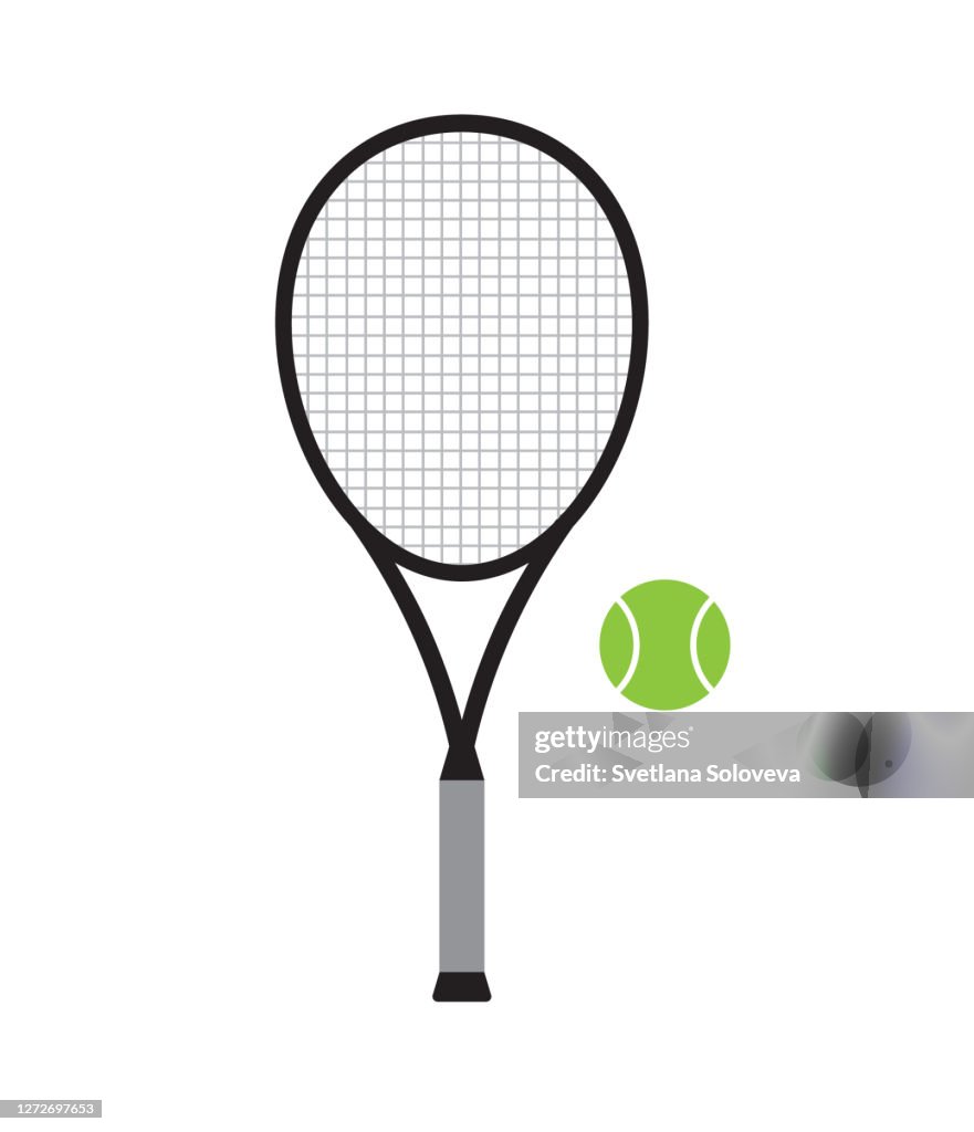 Vector Flat Cartoon Colored Tennis Racket And Ball High-Res Vector ...
