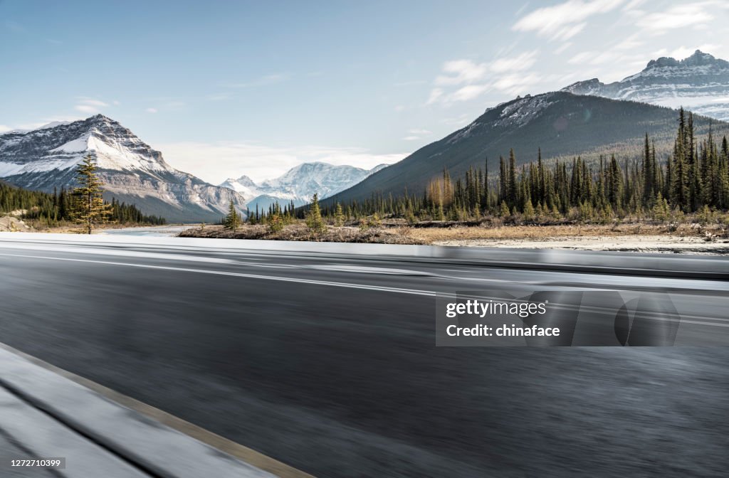 Winding mountain road in Banff National Park