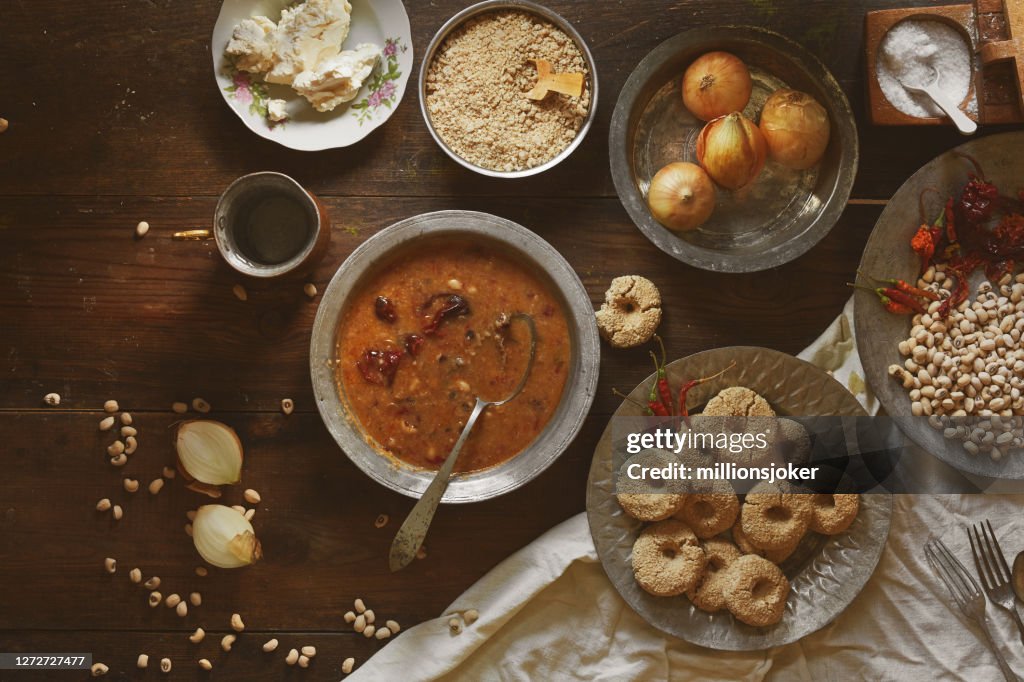 Wheat, yoghurt, black-eyed peas, red pepper, Tarhana soup