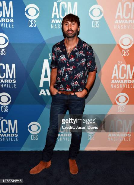 Dave Haywood of Lady A attends virtual radio row during the 55th Academy of Country Music Awards at Gaylord Opryland Resort & Convention Center on...