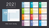 Colorful 2021 horizontal monthly calendar