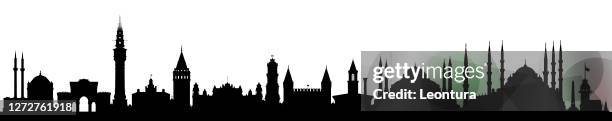 istanbul skyline silhouette (all buildings are complete and moveable) - istanbul stock illustrations