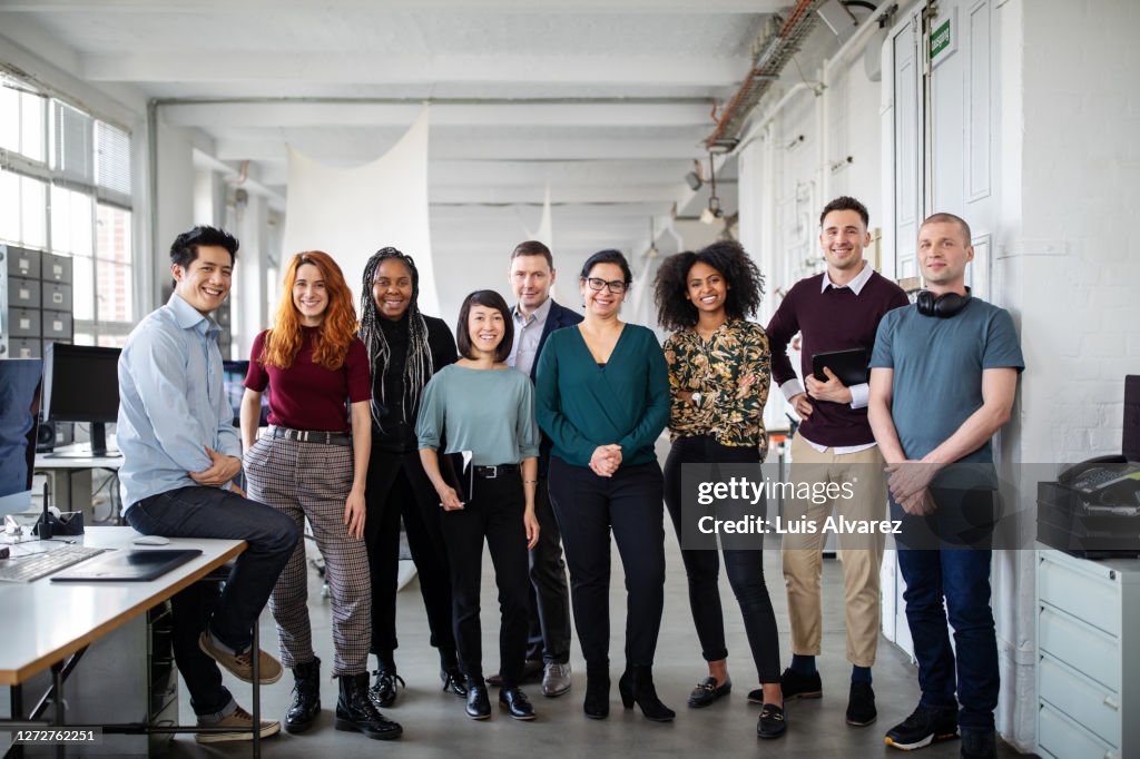Multiracial business group in office