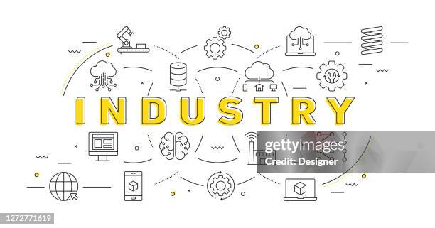 stockillustraties, clipart, cartoons en iconen met industrie 4.0 gerelateerde moderne lijn stijl vector illustratie - digitization