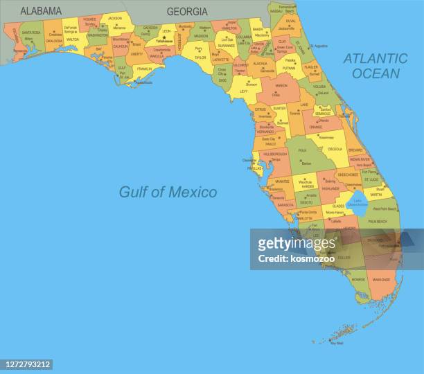 フロリダ州のフラットマップ - florida us state点のイラスト素材／クリップアート素材／マンガ素材／アイコン素材