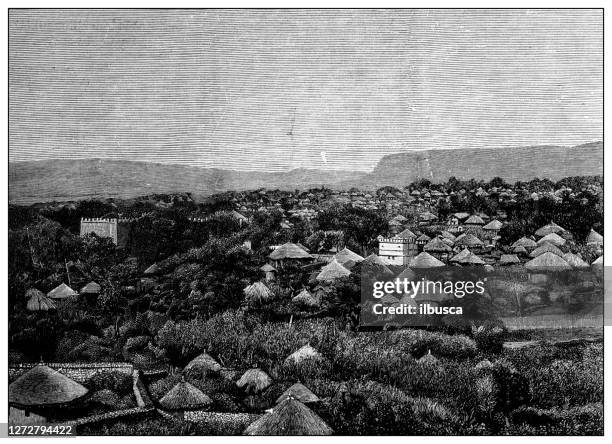 antique photograph of the first italo-ethiopian war (1895-1896): axum (aksum) - ethiopia stock illustrations