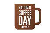 National Coffee Day. September 29. Holiday concept. Template for background, banner, card, poster with text inscription. Vector EPS10 illustration.