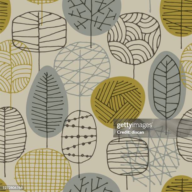 autumn forest seamless pattern. - botanical background stock illustrations
