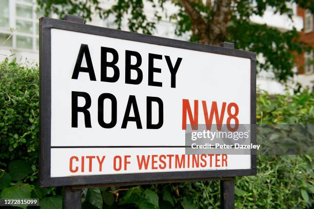 View of Abbey Road Studios Street Sign during July 2013 in London,England.