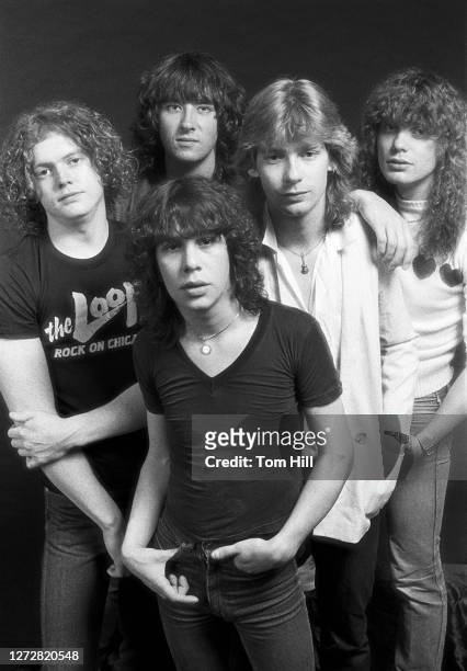 Rick Allen, Pete Willis , Joe Elliott, Steve Clark and Rick Savage of Def Leppard are photographed before performing at The Fox Theater. September 4,...