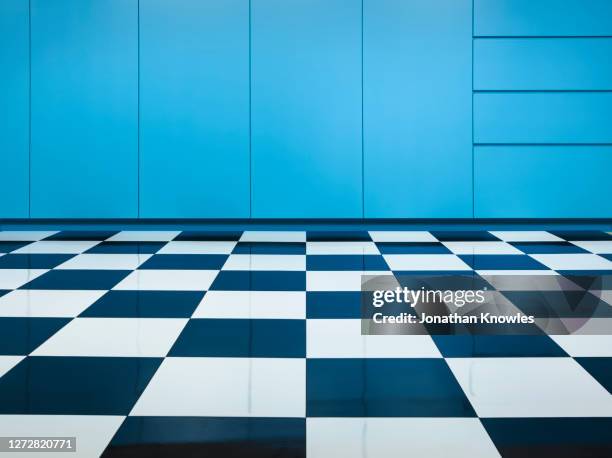 black and white checkered floor - blue checked pattern stock pictures, royalty-free photos & images