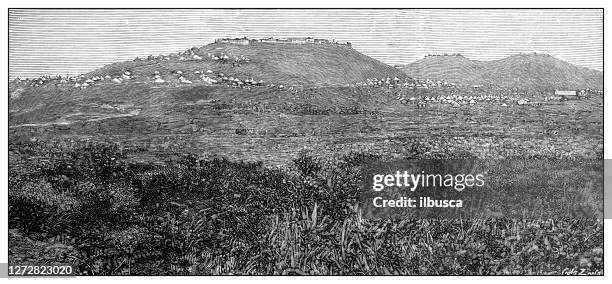 antique illustration of the first italo-ethiopian war (1895-1896): adi ugri fort - ethiopia stock illustrations