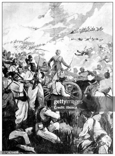 antique illustration of the first italo-ethiopian war (1895-1896): adua (adwa) battle - battle of adwa stock illustrations