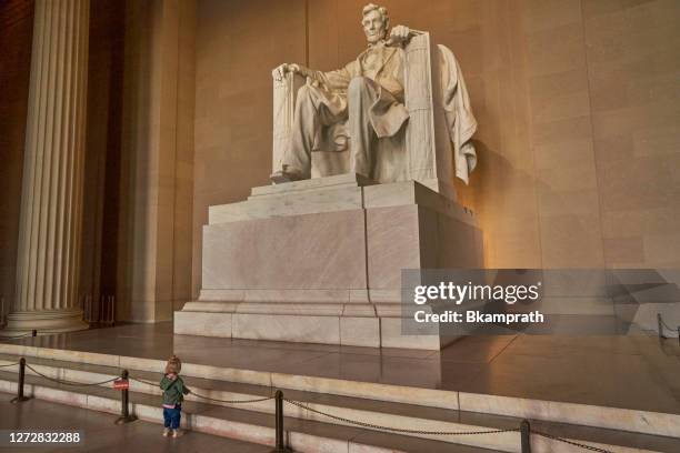 toddler girl at the lincoln memorial in washington dc capital of the usa - president stock pictures, royalty-free photos & images
