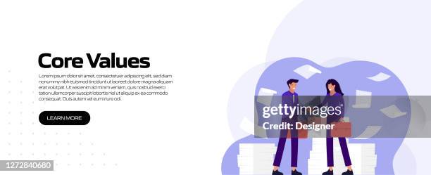 core values concept vector illustration for website banner, advertisement and marketing material, online advertising, business presentation etc. - selective service stock illustrations