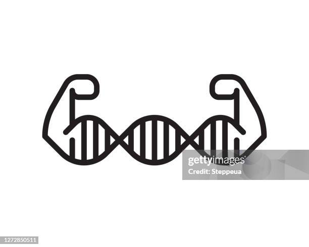 genetic engineering line icon - gene therapy stock illustrations