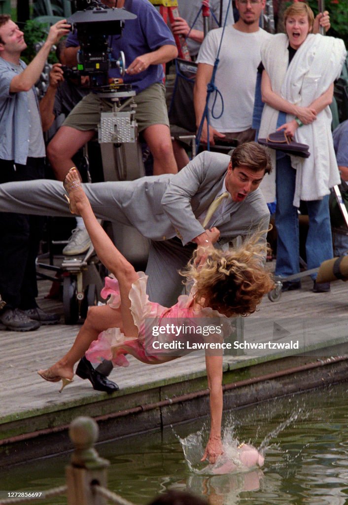 Sarah Jessica Parker and Chris Noth filming Sex and the City in NYC