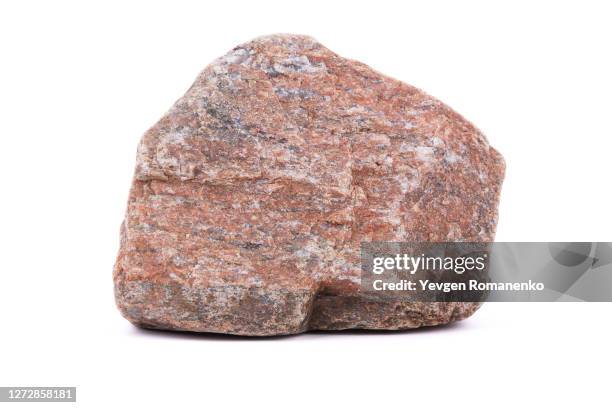 large granite stone on white background - granito fotografías e imágenes de stock