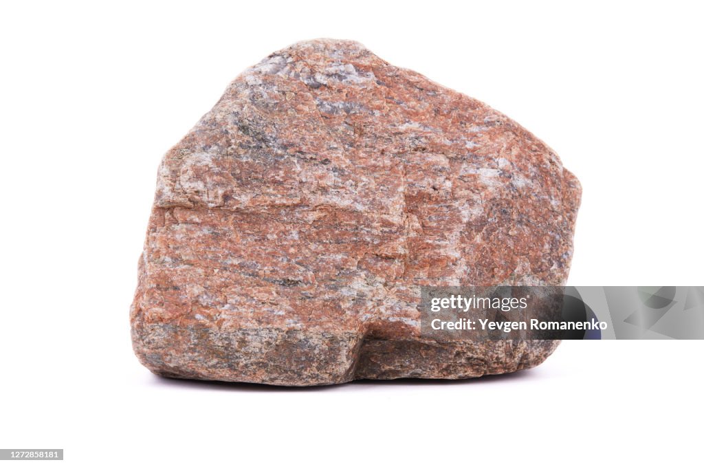 Large granite stone on white background