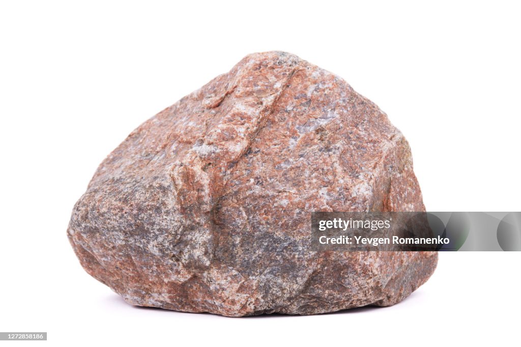 Large granite stone on white background