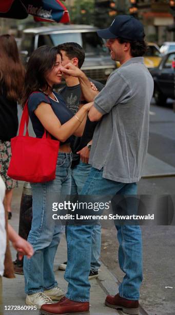 Jerry Seinfeld bumped into his girlfriend, Shoshanna Lonstein accidentally on Fifth Avenue on June 1 in NYC. Jerry pinched her nose.