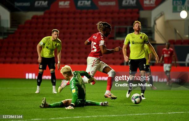 Kasey Palmer of Bristol City on his way to scoring his team's second goal during Carabao Cup Second Round match between Bristol City and Northampton...