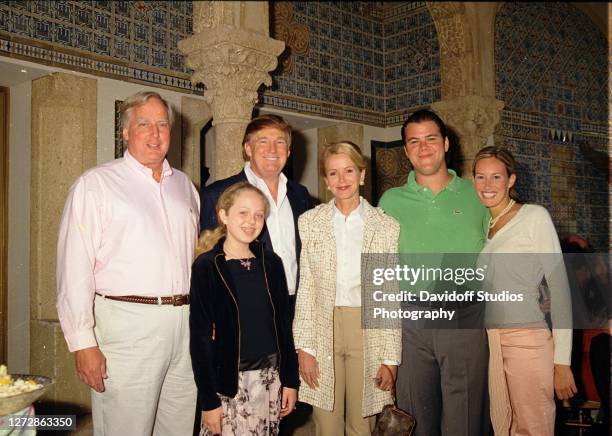 Portrait of married couple, real estate developer Robert Trump and Blaine Trump , Tiffany Trump and her father , fellow deveioper Donald Trump , and...