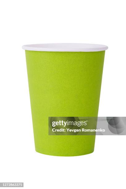 paper coffee cup, isolated on white background - white paper template stock-fotos und bilder
