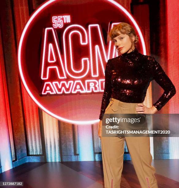 Taylor Swift attends the 55th Academy of Country Music Awards at the Grand Ole Opry in Nashville, Tennessee. The ACM Awards airs on September 16,...