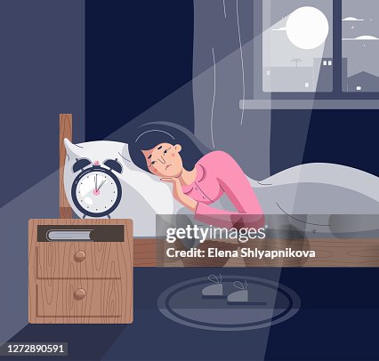 Sleep Less Female Sleepless Woman Lying On Bed With Open Eyes Girl Suffers From Insomnia ...