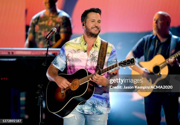 Luke Bryan performs onstage during the 55th Academy of Country Music Awards at the Grand Ole Opry on September 14, 2020 in Nashville, Tennessee. The...