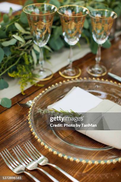 outdoor table setup for a wedding. - napkin holder stock pictures, royalty-free photos & images