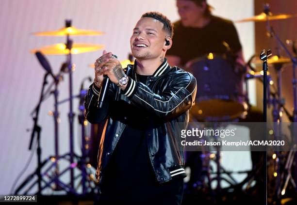 Kane Brown performs onstage during the 55th Academy of Country Music Awards at the Grand Ole Opry on September 14, 2020 in Nashville, Tennessee. The...