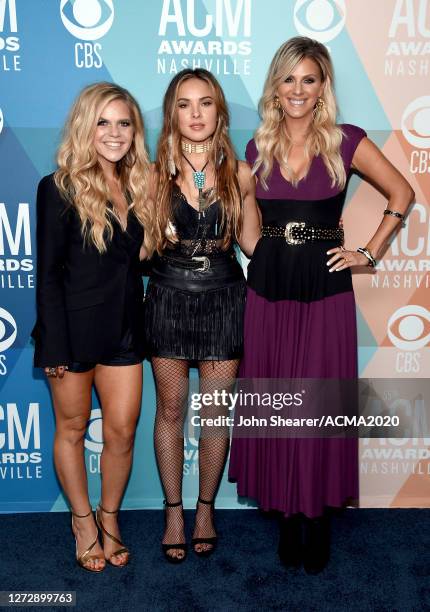 Natalie Stovall, Naomi Cooke, and Jennifer Wayne of Runaway June attend the 55th Academy of Country Music Awards at the Grand Ole Opry on September...