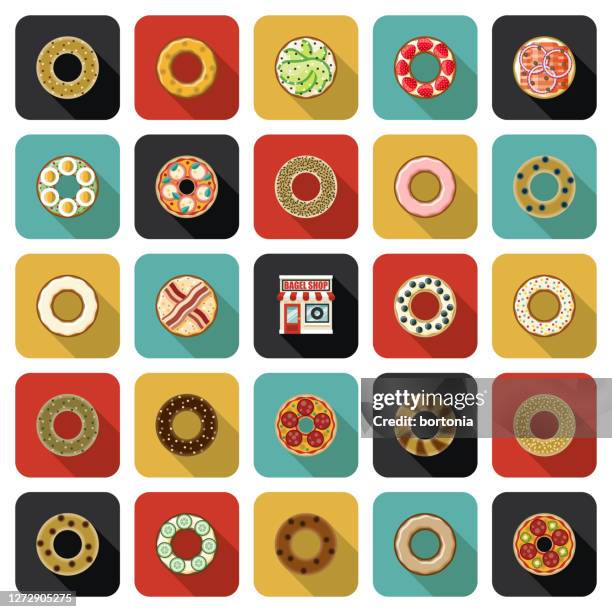 bagel shop icon sets - poppy seed stock illustrations