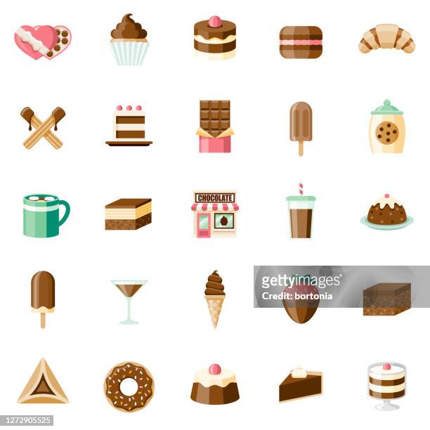 chocolate shop icon set - mousse dessert stock illustrations