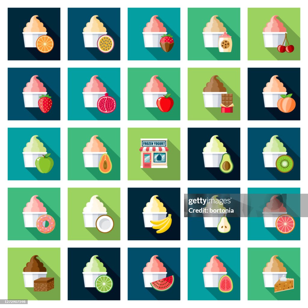 Frozen Yogurt Shop Icon Sets
