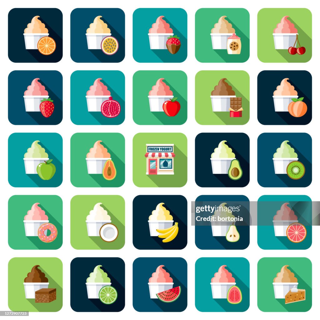 Frozen Yogurt Shop Icon Sets