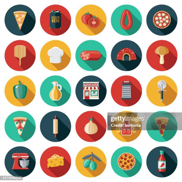 pizzeria shop icon set - swiss cheese stock illustrations