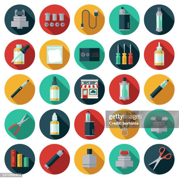 vape shop icon set - condenser stock illustrations