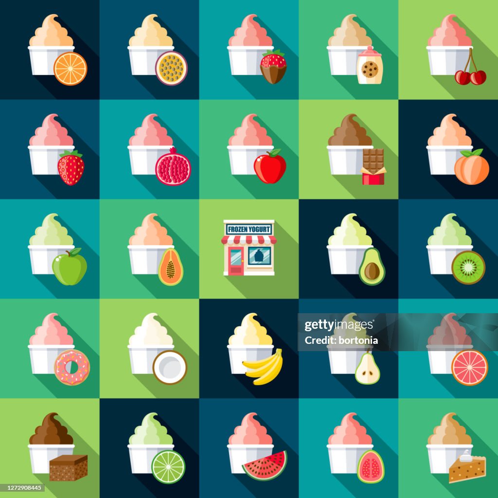 Frozen Yogurt Shop Icon Sets
