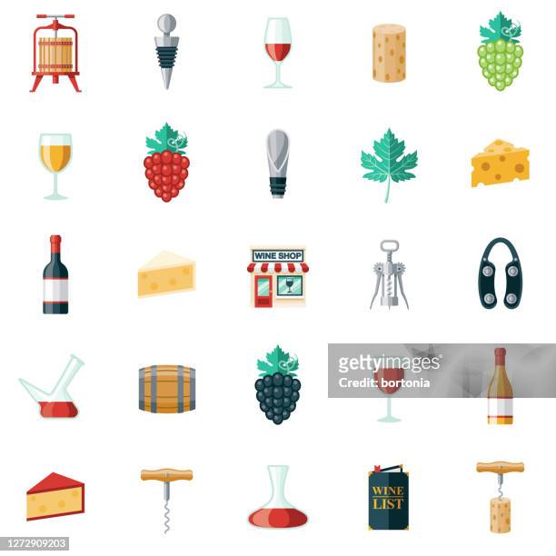 wine shop icon set - cork stock illustrations