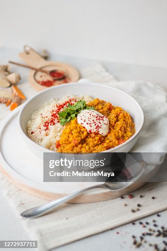 Indian Dhal Curry with Chili and Rice Indian Dhal Curry with Chili and Rice