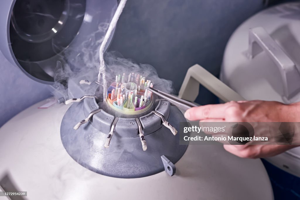 Woman sperm tank