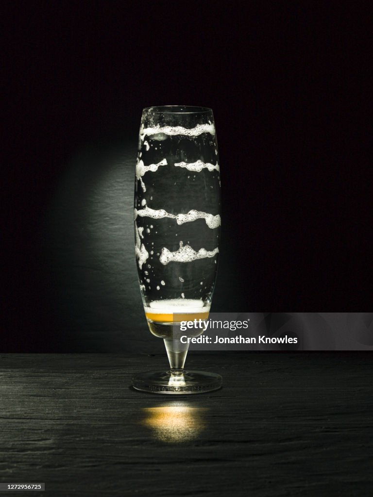 Froth stripes in empty beer glass