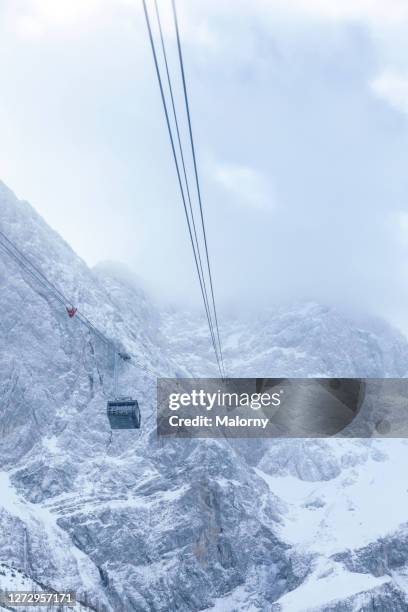 cable car at zugspitze mountain. - zugspitze stock pictures, royalty-free photos & images