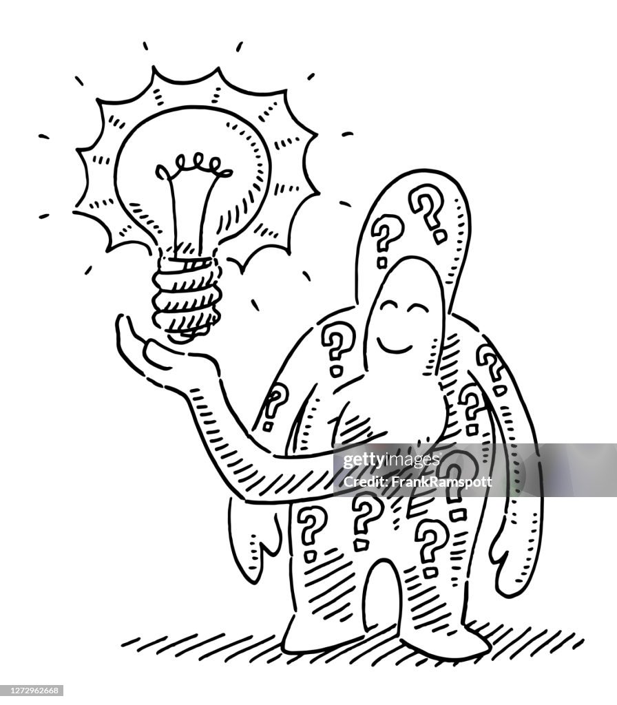 Undermedvetna Idé Human Figur Glödlampa Ritning