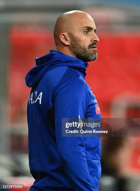 Rhyce Shaw coach of the Kangaroos looks on after the round 18 AFL match between the North Melbourne Kangaroos and the West Coast Eagles at Metricon...