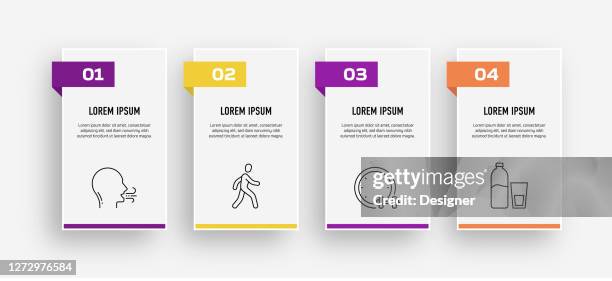 healthy lifestyle related process infographic template. process timeline chart. workflow layout with linear icons - home exercise stock illustrations
